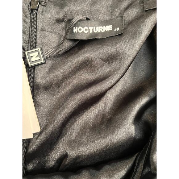 Nocturne Dress Womens Large Black Velvet Crystal Polka Dot Puff Sleeve Party L40 - Picture 3 of 9